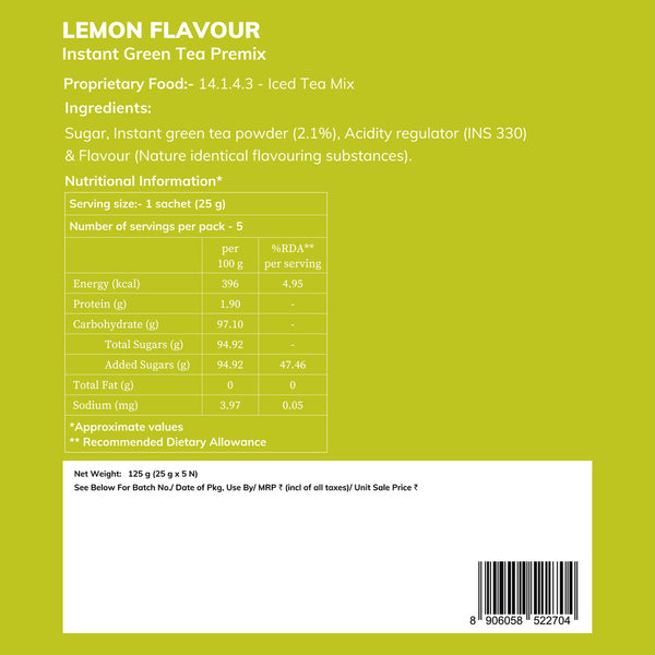 Instant Green Tea Premix - Lemon