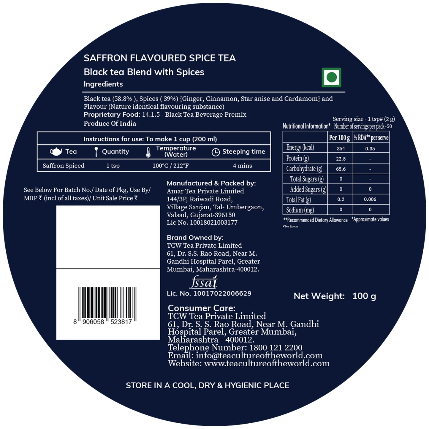 Musical Tin Saffron Spiced