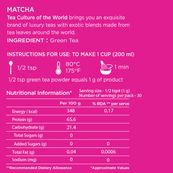 Matcha - Ceremonial Grade (Japanese Green Tea) 30gms