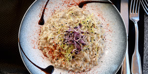 Oozy Sencha risotto with radish Sprouts