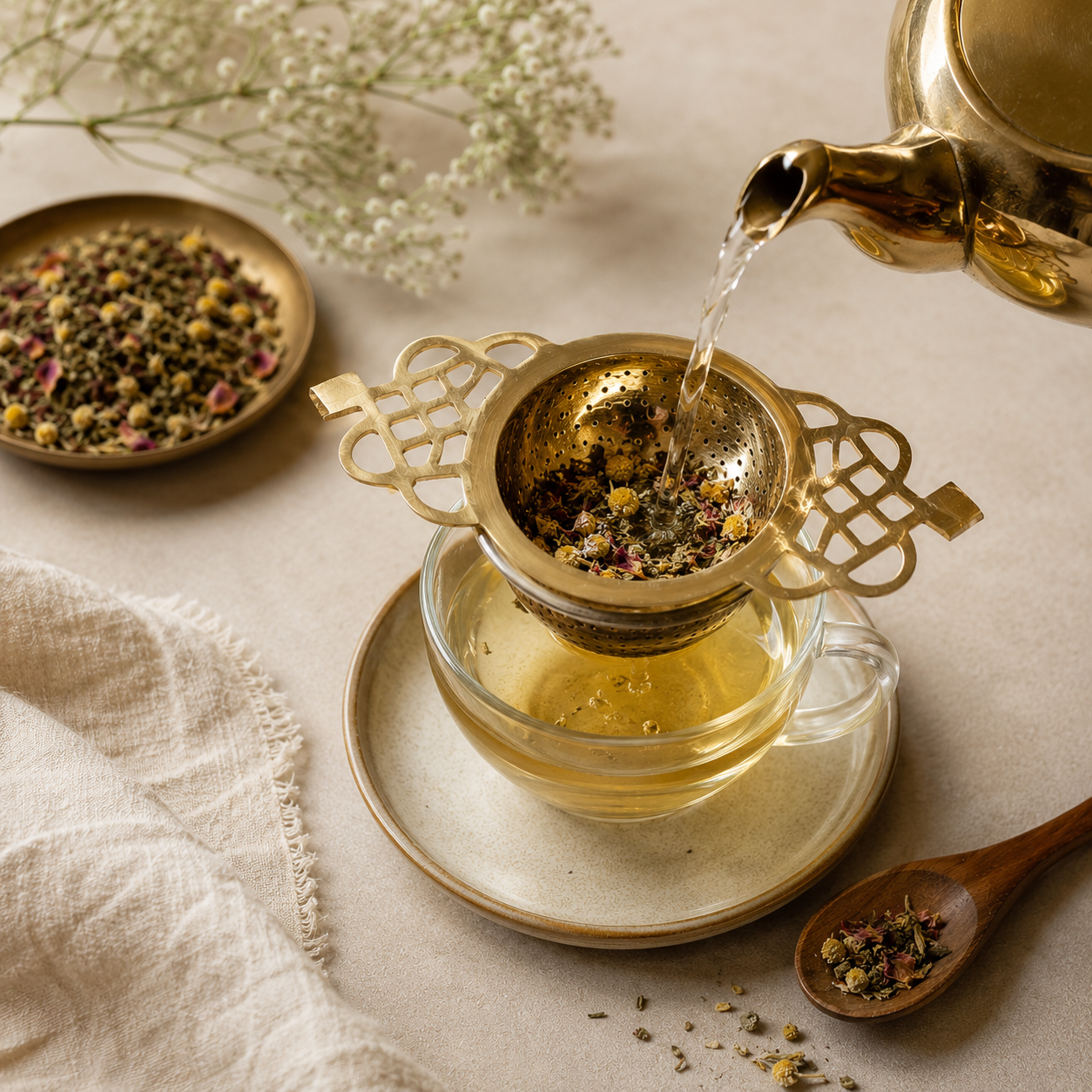 Tea Culture of the World Golden Brass Strainer