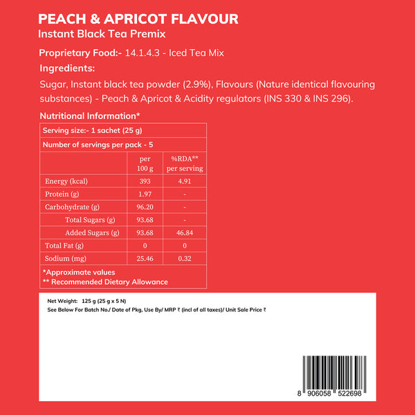 Instant Black Tea Premix - Peach & Apricot