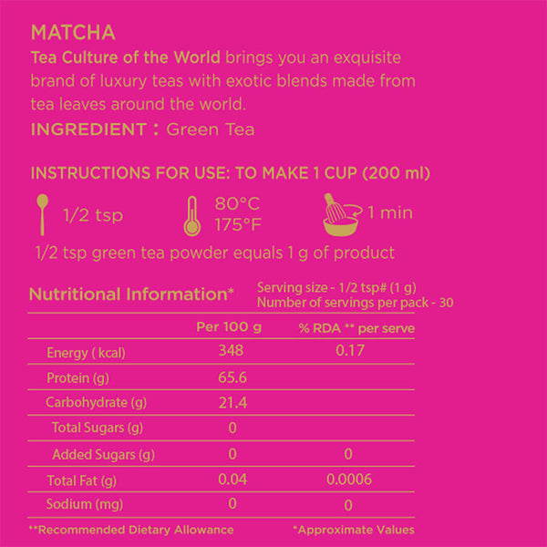 Matcha - Ceremonial Grade (Japanese Green Tea) 30gms